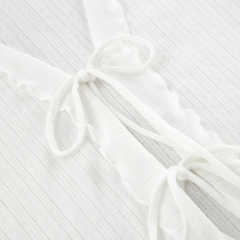 White Ruffle Cotton Loungewear Set - image 7