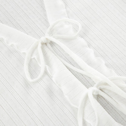 White Ruffle Cotton Loungewear Set - image 7