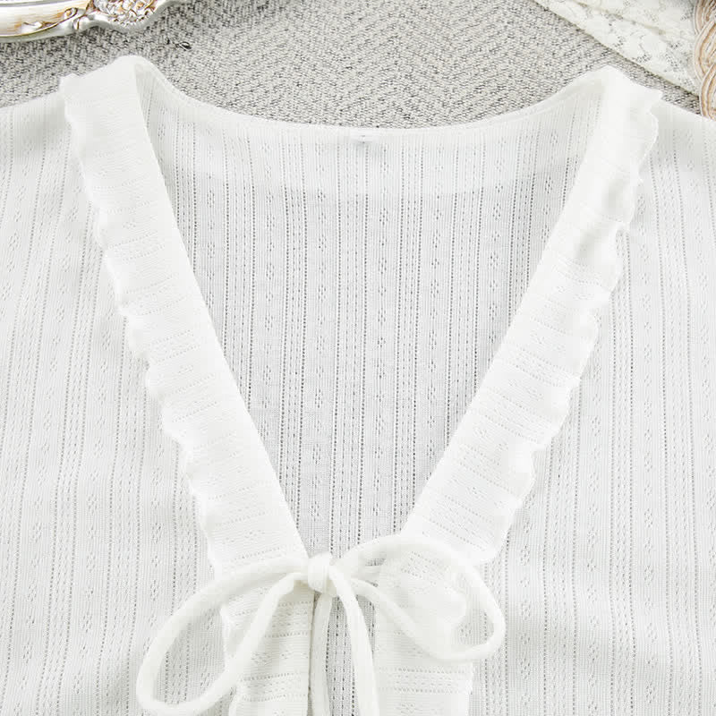 White Ruffle Cotton Loungewear Set - image 6