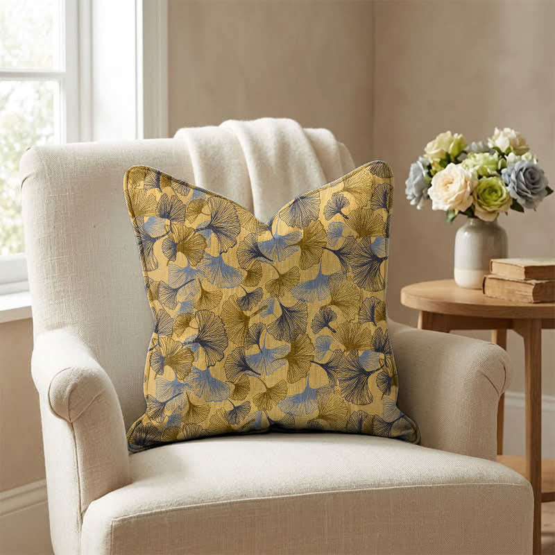 Golden Ginkgo Leaf Cotton Gauze Pillow - image 2
