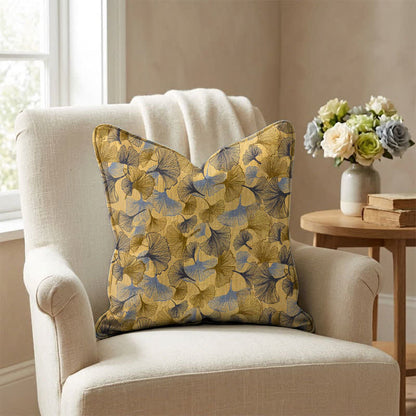 Golden Ginkgo Leaf Cotton Gauze Pillow - image 2