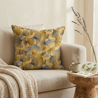Golden Ginkgo Leaf Cotton Gauze Pillow - image 3