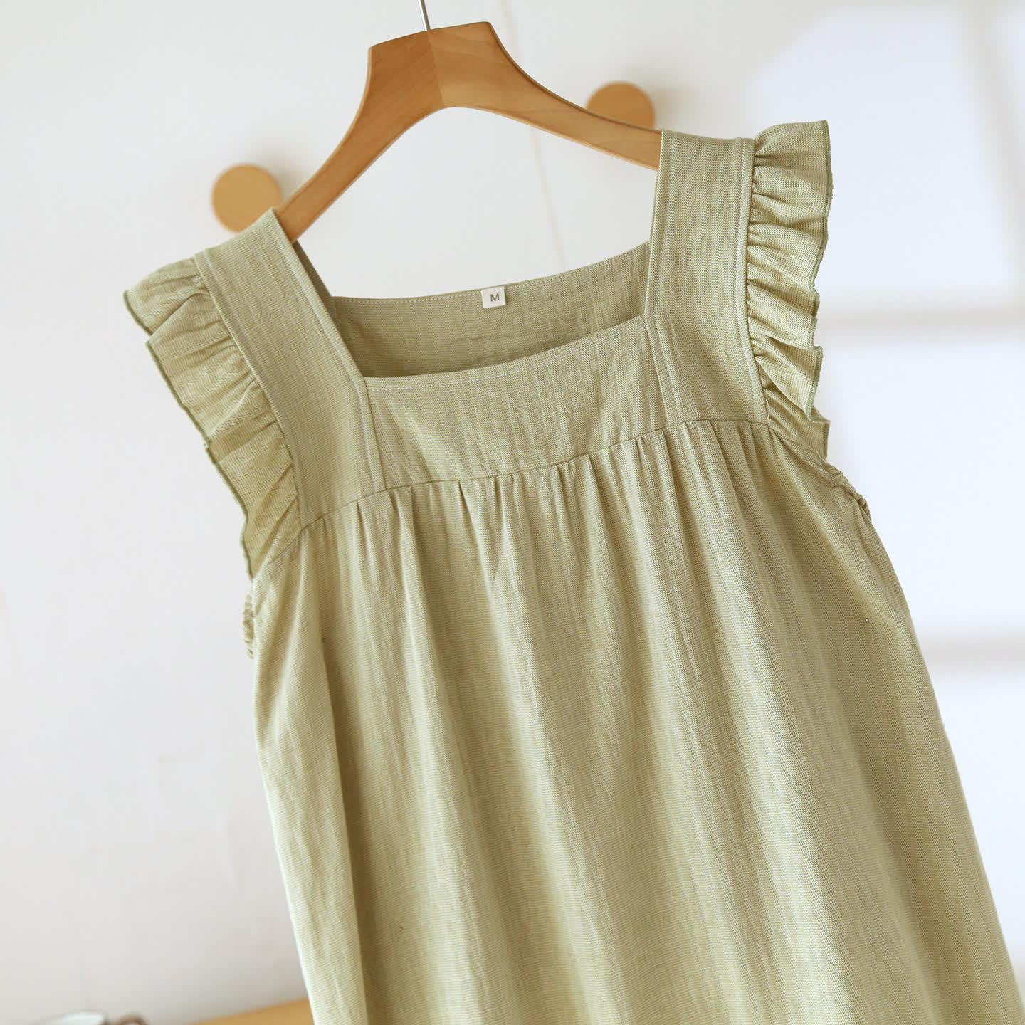 Cotton Square Neck Ruffle Lounge Dress - image 3