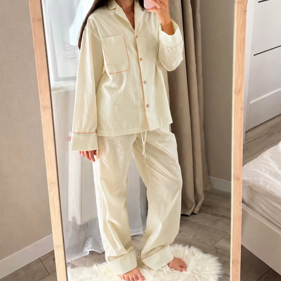Minimal Cotton Pocketed Long Sleeve Pajama Set - image 3