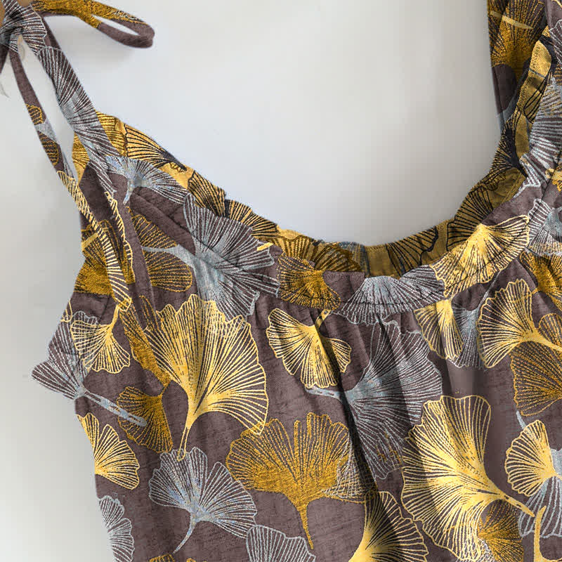 Retro Ginkgo‑Leaf Cotton Cami Lounge Set - image 6