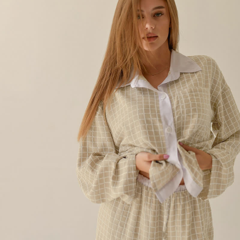 Minimal Resort Checked Loungewear Set - image 1