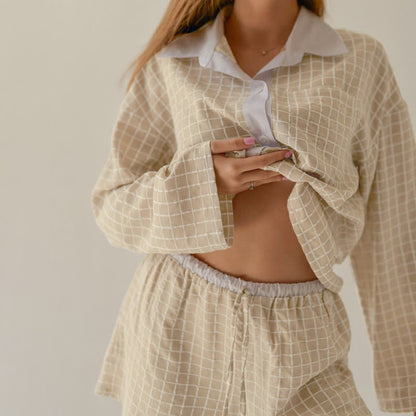 Minimal Resort Checked Loungewear Set - image 2