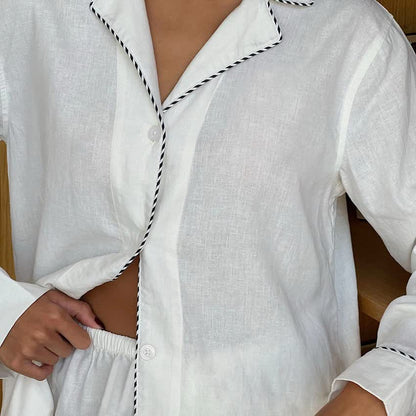 Minimal Cotton Contrast Trim Loungewear Set - image 6