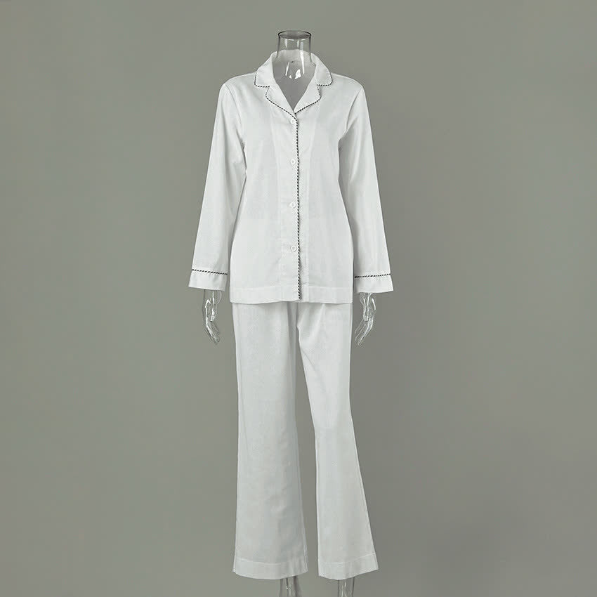 Minimal Cotton Contrast Trim Loungewear Set - image 5