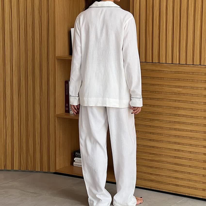 Minimal Cotton Contrast Trim Loungewear Set - image 3