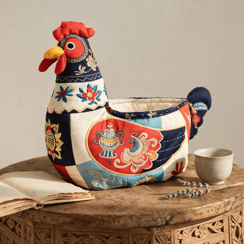 Folk Patchwork Chicken Storage Basket - image 2