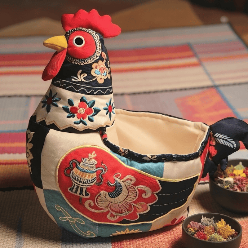 Folk Patchwork Chicken Storage Basket - image 3