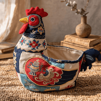 Folk Patchwork Chicken Storage Basket - image 4