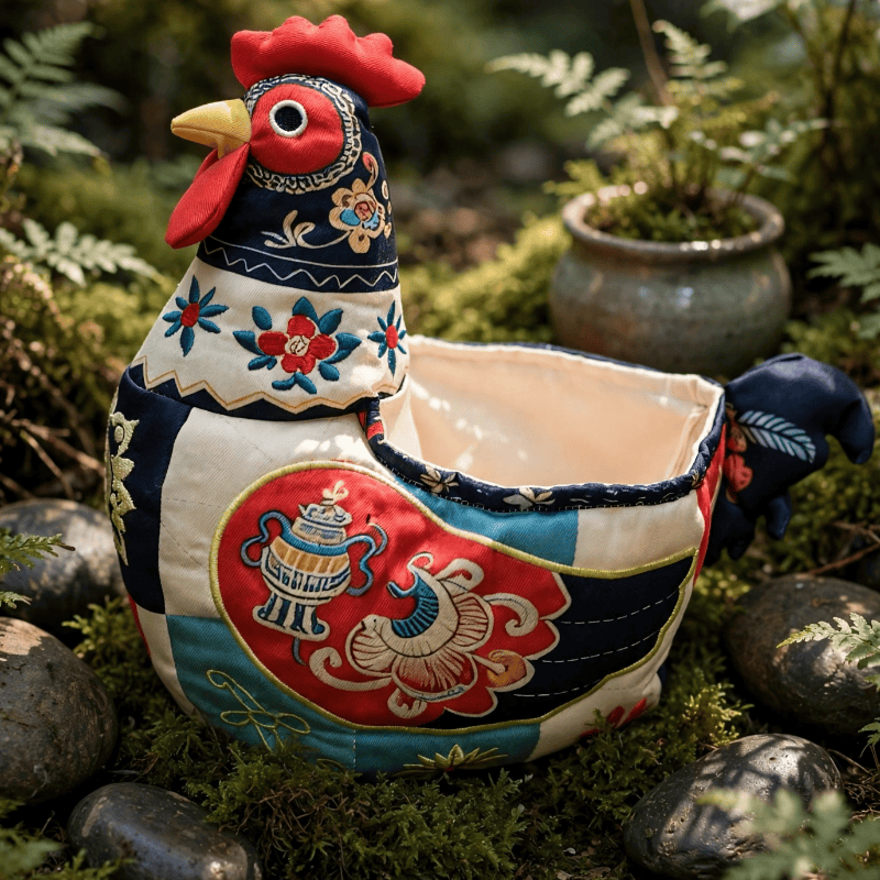 Folk Patchwork Chicken Storage Basket - image 5