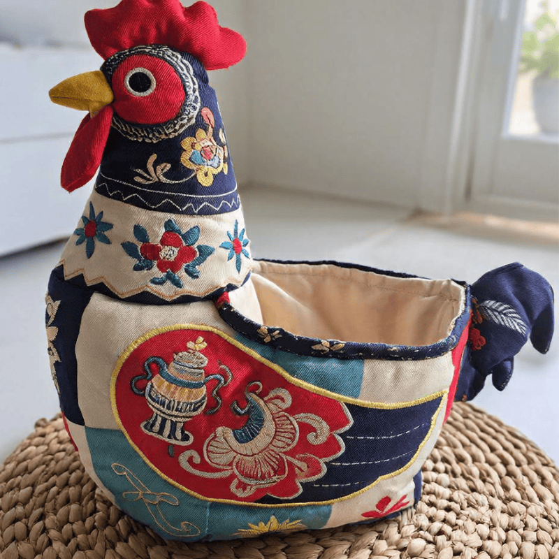 Folk Patchwork Chicken Storage Basket - image 6