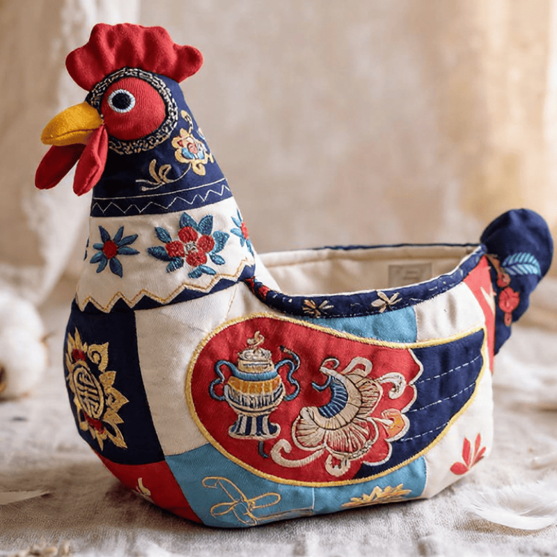 Folk Patchwork Chicken Storage Basket - image 1