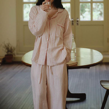 Relaxed Pinstripe Cotton Gauze Sleep Set - image 8