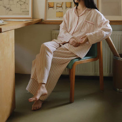 Relaxed Pinstripe Cotton Gauze Sleep Set - image 10