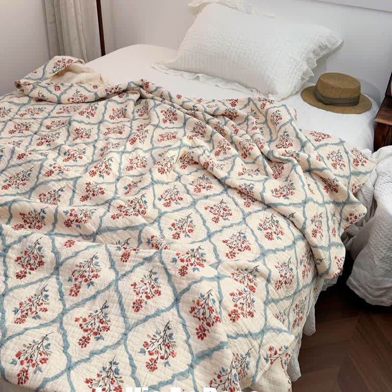 Cream Garden Cotton Bedspread Quilt - image 2