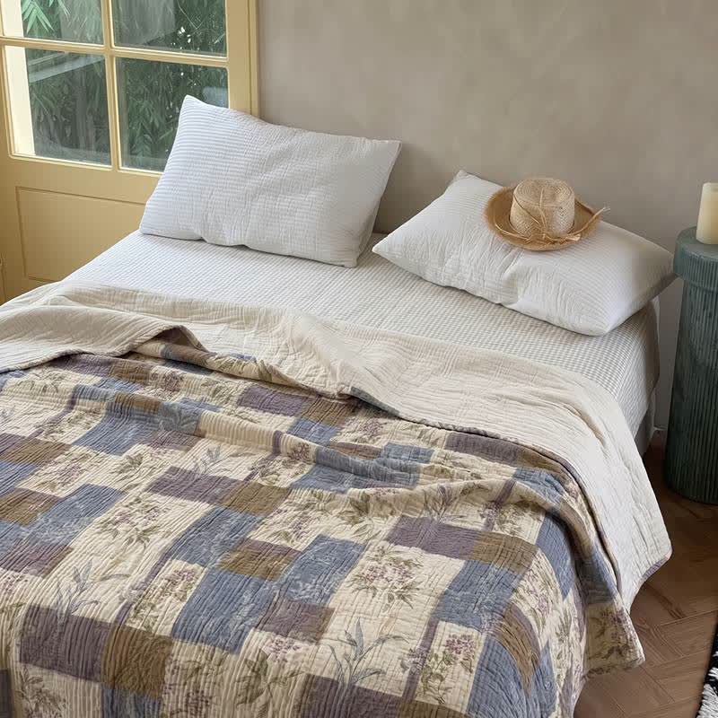 Vintage Patchwork Cotton Bedspread Quilt - image 3