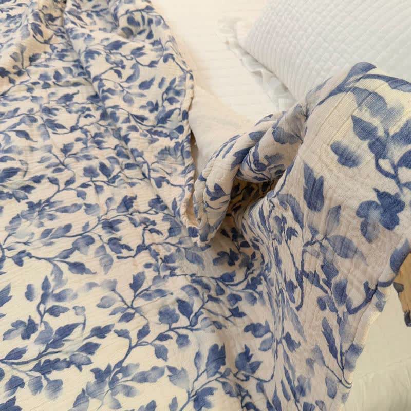 Nordic Leaf Cotton Bedspread Quilt - image 5