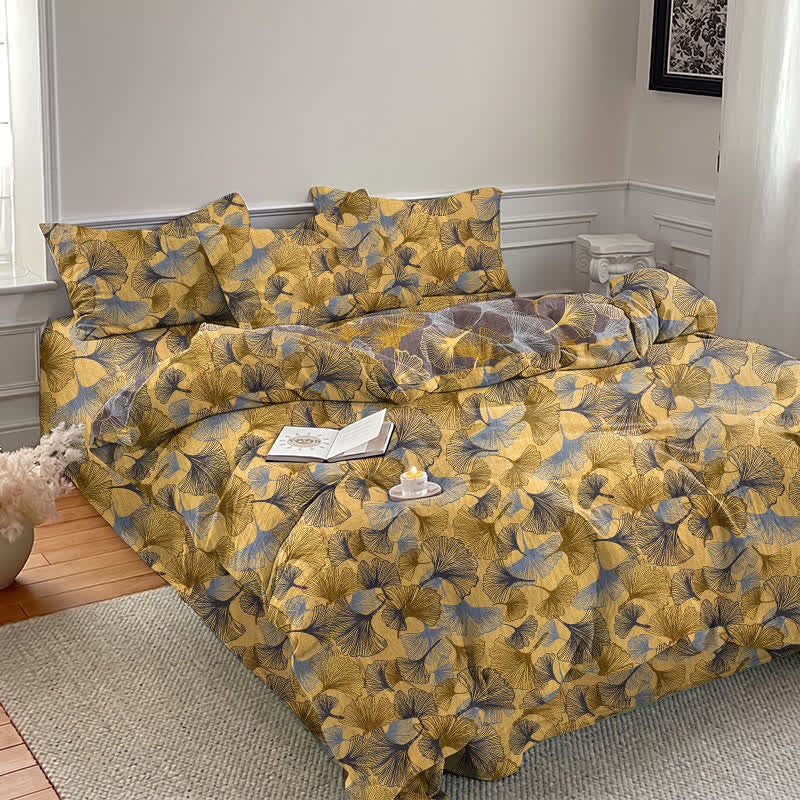 Retro Ginkgo Leaf Cotton Gauze Bedding Set - image 4