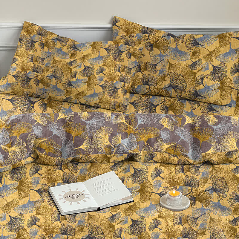 Retro Ginkgo Leaf Cotton Gauze Bedding Set - image 7