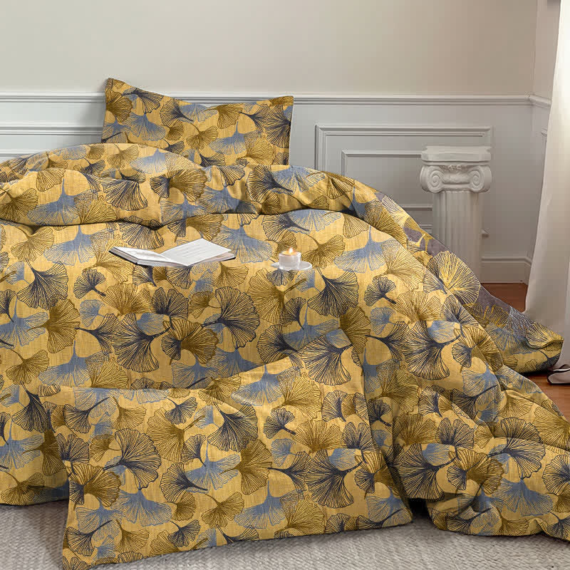 Retro Ginkgo Leaf Cotton Gauze Bedding Set - image 3