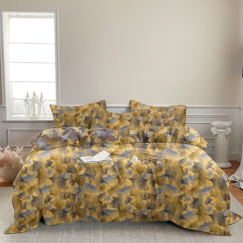 Retro Ginkgo Leaf Cotton Gauze Bedding Set - image 1