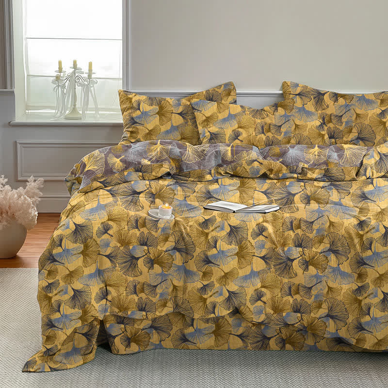 Retro Ginkgo Leaf Cotton Gauze Bedding Set - image 2