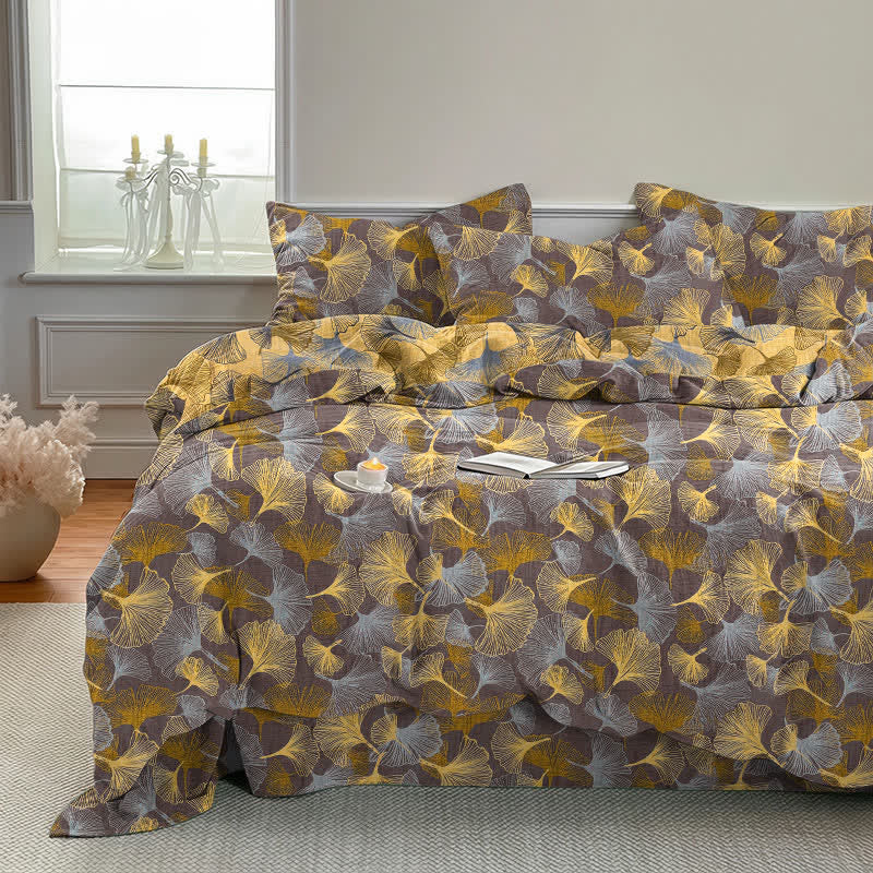 Retro Ginkgo Leaf Cotton Gauze Bedding Set - image 10