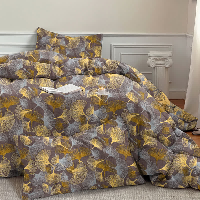 Retro Ginkgo Leaf Cotton Gauze Bedding Set - image 11