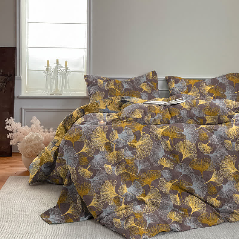 Retro Ginkgo Leaf Cotton Gauze Bedding Set - image 14