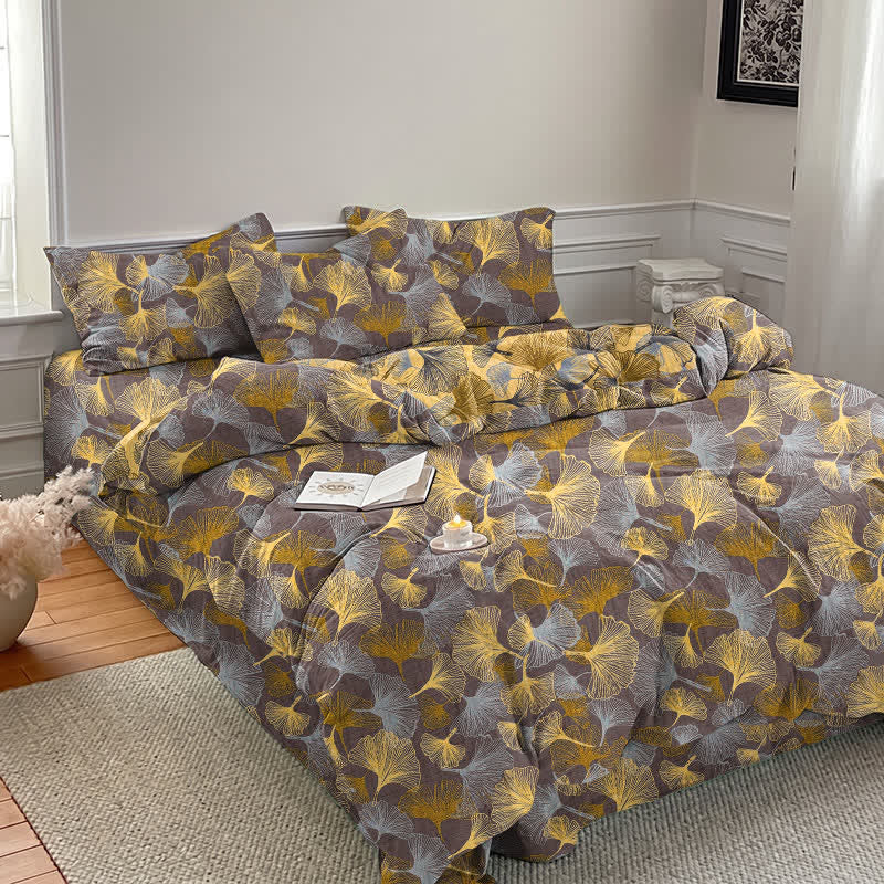 Retro Ginkgo Leaf Cotton Gauze Bedding Set - image 12