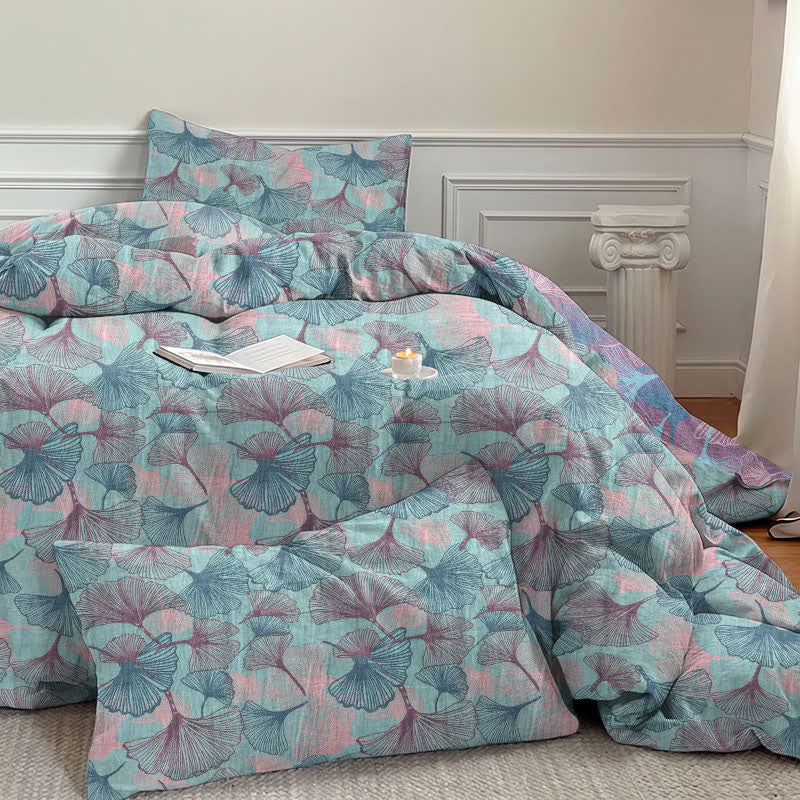 Retro Botanical Ginkgo Leaf Cotton Bedding Set - image 3