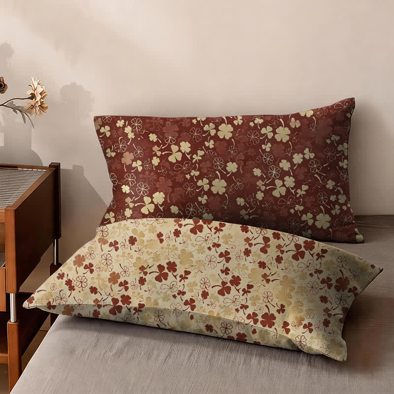 Red Lucky Clover Cotton Gauze Bedspread - 2PC Pillowcases - 19" x 29" - image 7