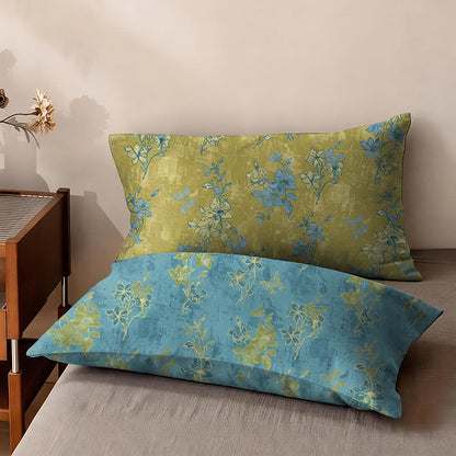 Reversible Vintage Flower Cotton Bedspread - 2PC Pillowcases - 19" x 29" - image 3