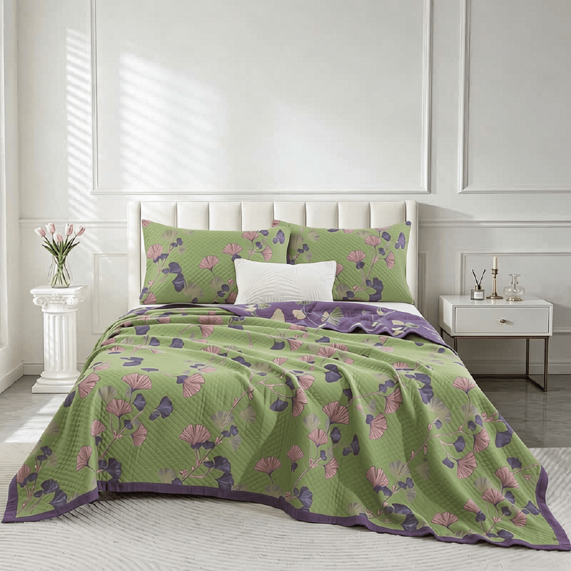 Artistic Ginkgo Leaf Cotton Gauze Quilt - image 16