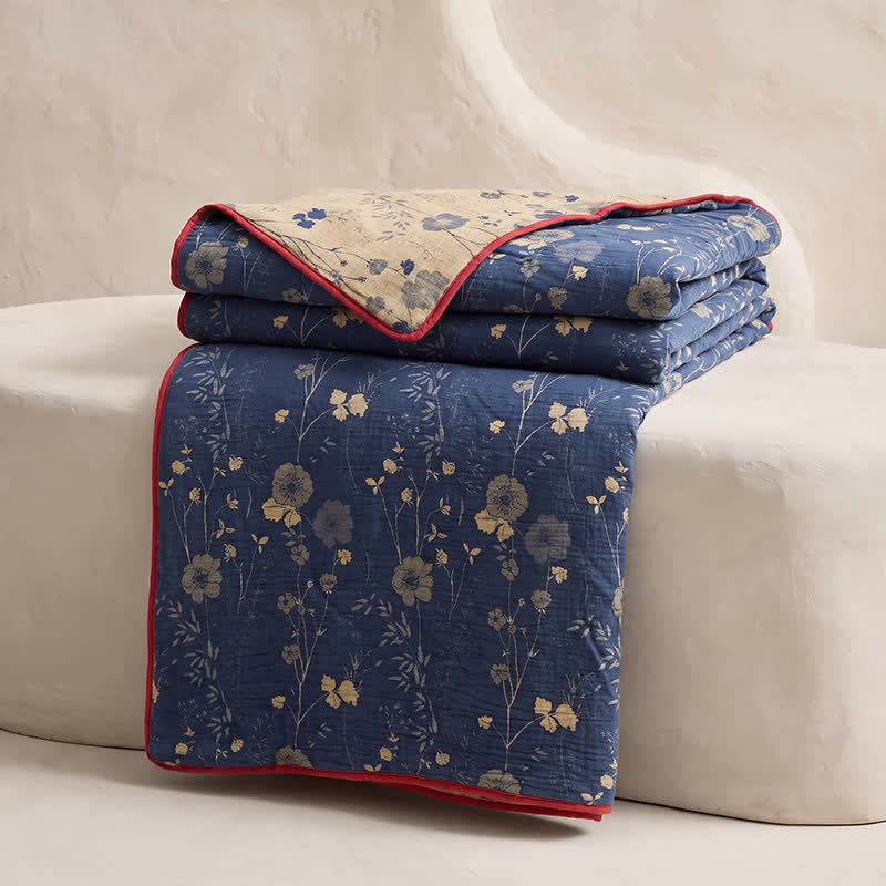 Reversible Blue Floral Cottage Quilt - image 12