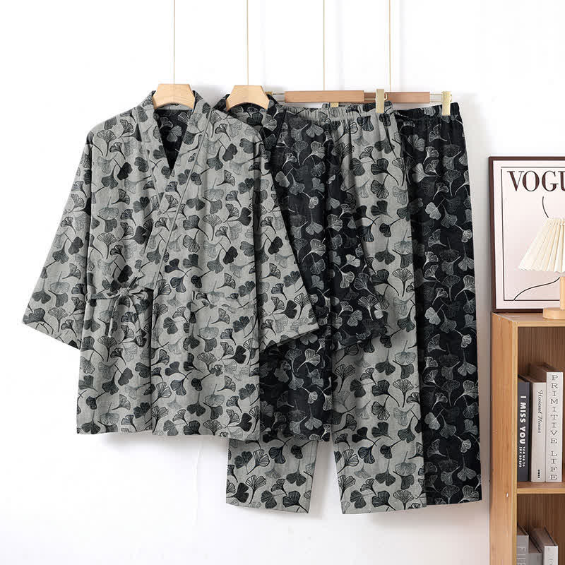 Ginkgo Leaf Cotton Long‑Sleeve Loungewear Set - image 5