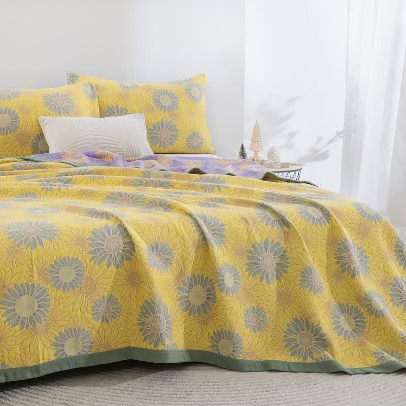 Retro Sunflower Cotton Gauze Blanket - image 1