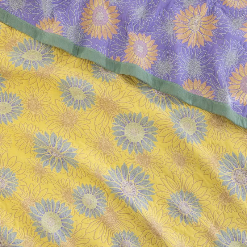 Retro Sunflower Cotton Gauze Blanket - image 7