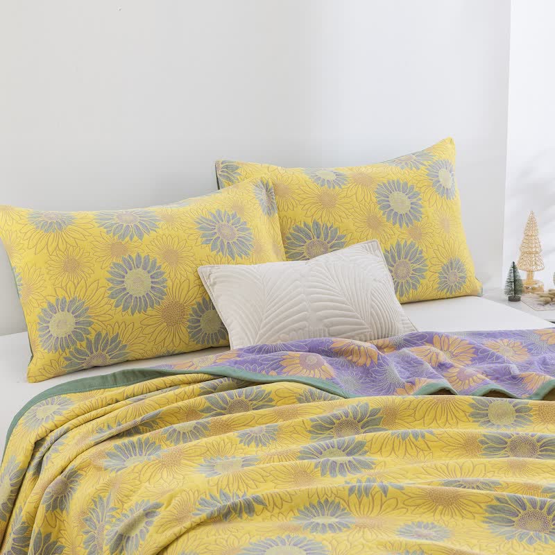 Retro Sunflower Cotton Gauze Blanket - image 2