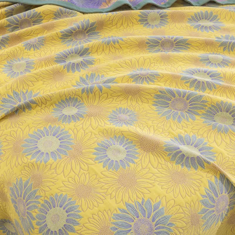 Retro Sunflower Cotton Gauze Blanket - image 5