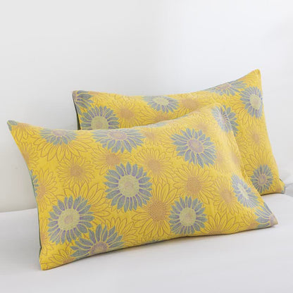 Retro Sunflower Cotton Gauze Blanket - Yellow - 20" x 36" - 2PCS Pillowcases - image 18