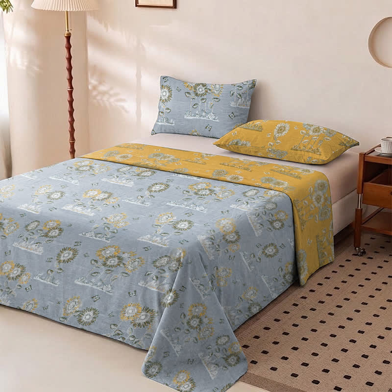 Artistic Sunflower Cotton Gauze Bedspread - image 4