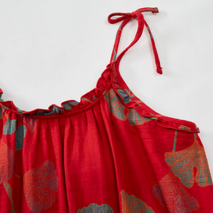 Ginkgo Leaf Tie Strap Maxi Lounge Dress - image 4