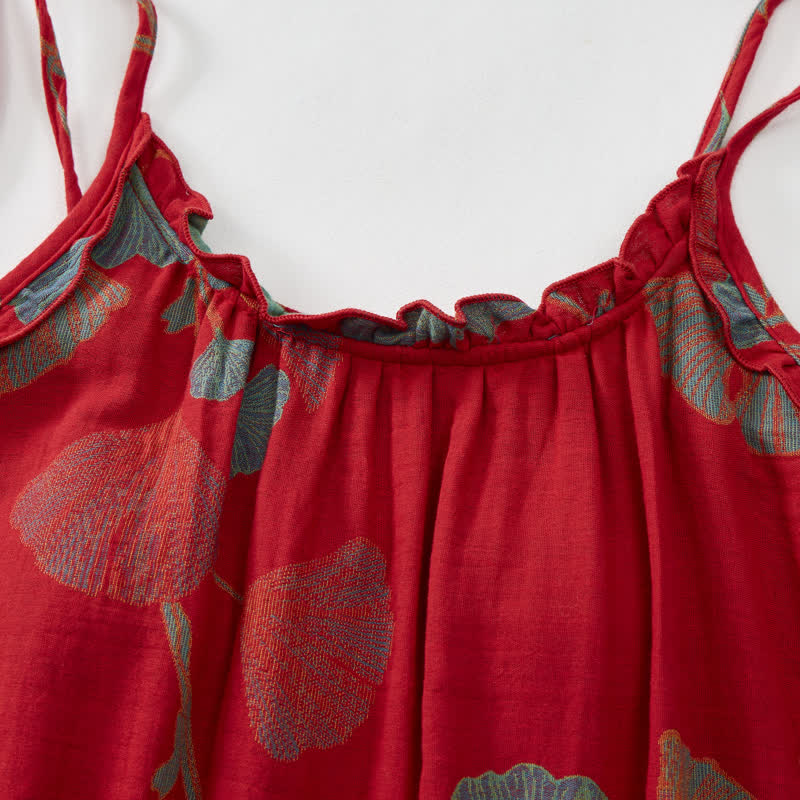 Ginkgo Leaf Tie Strap Maxi Lounge Dress - image 3