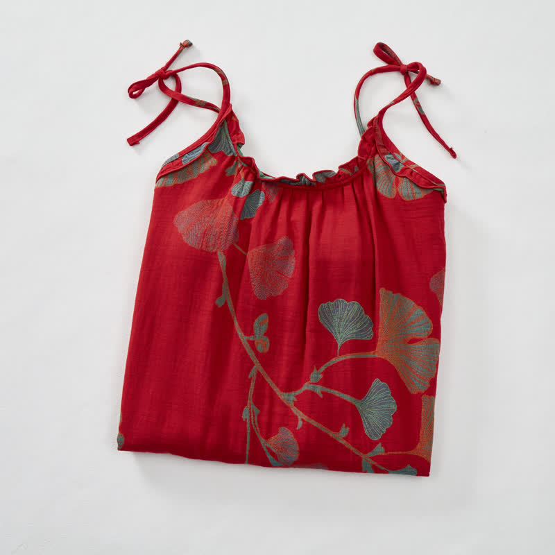 Ginkgo Leaf Tie Strap Maxi Lounge Dress - image 2
