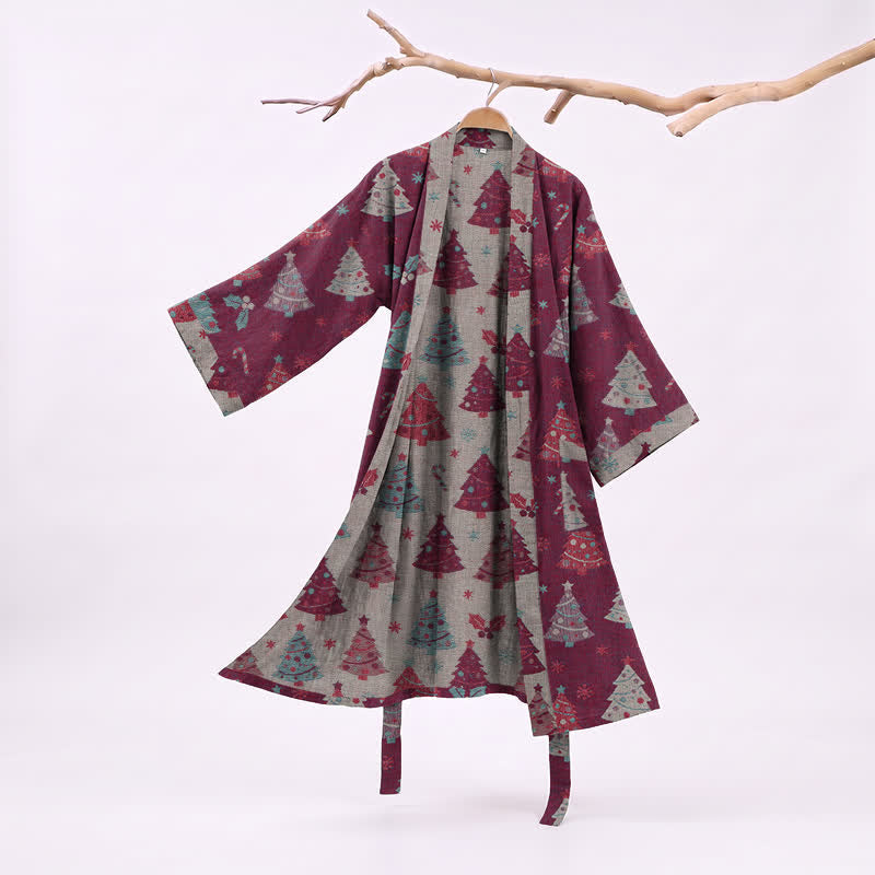 Christmas Tree Cotton Gauze Kimono Robe - Purple - XXL - image 12